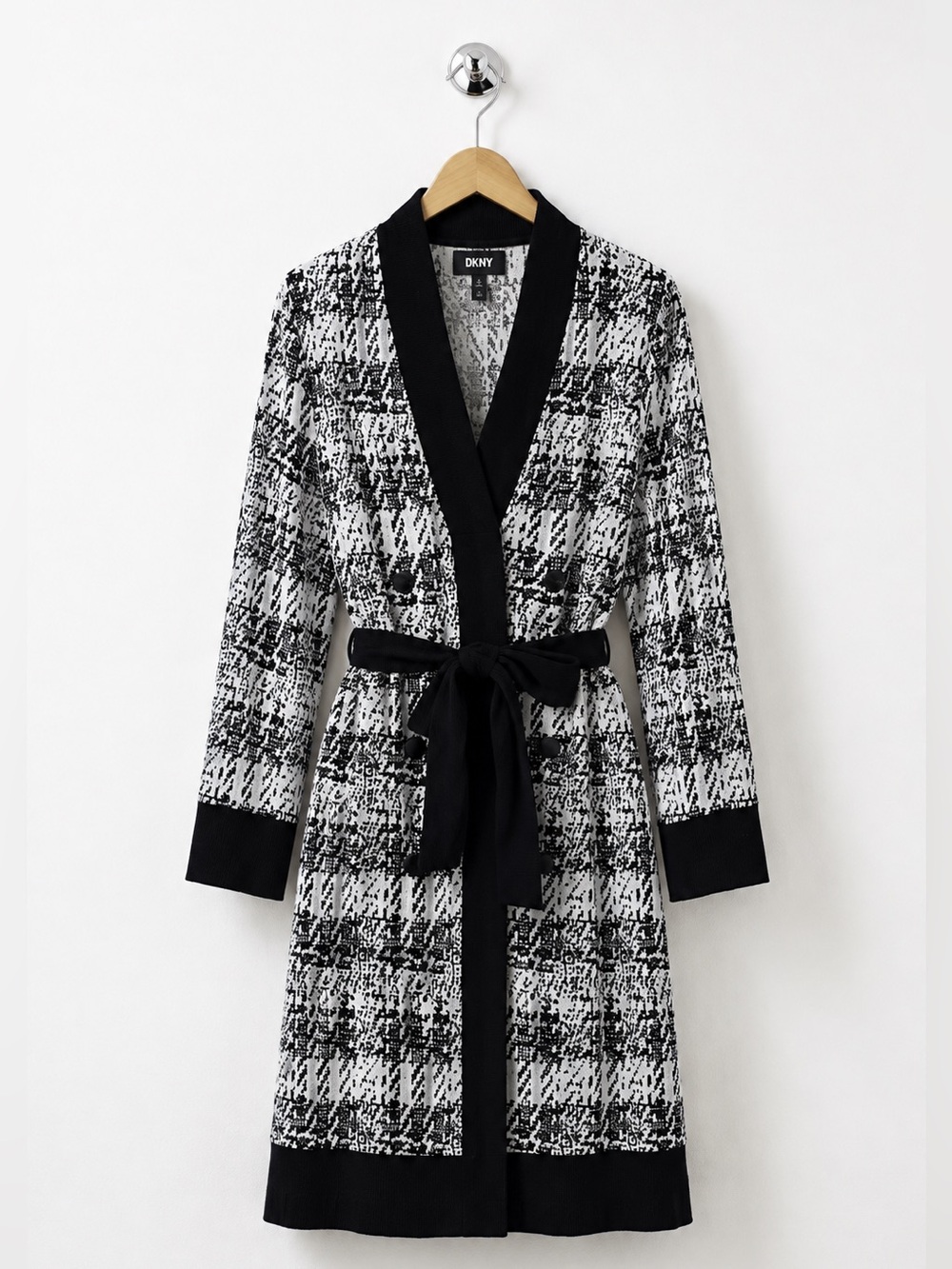 DKNY Houndstooth Sweater Dress with Belt